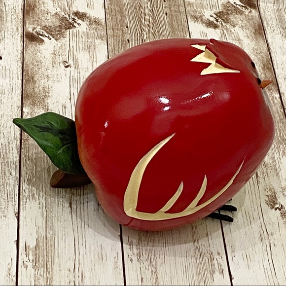 Adorable Red Apple Bird Figurine Decor - Picture 2 of 12